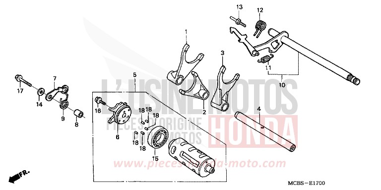 GEARSHIFT DRUM for Transalp 650 SPANGLE SILVER METALLIC (NHA49) from 2005